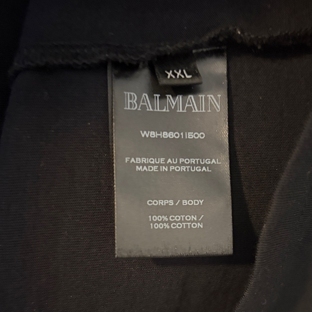 Balmain Black and White Graffiti Crest T-Shirt - Picture 7 of 9